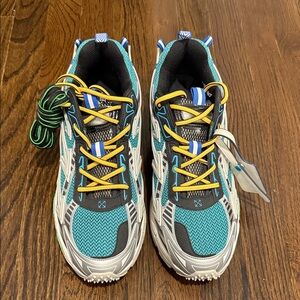 Off-White Be Right Back Athletic Sneakers in Teal, Yellow, and Black — EU